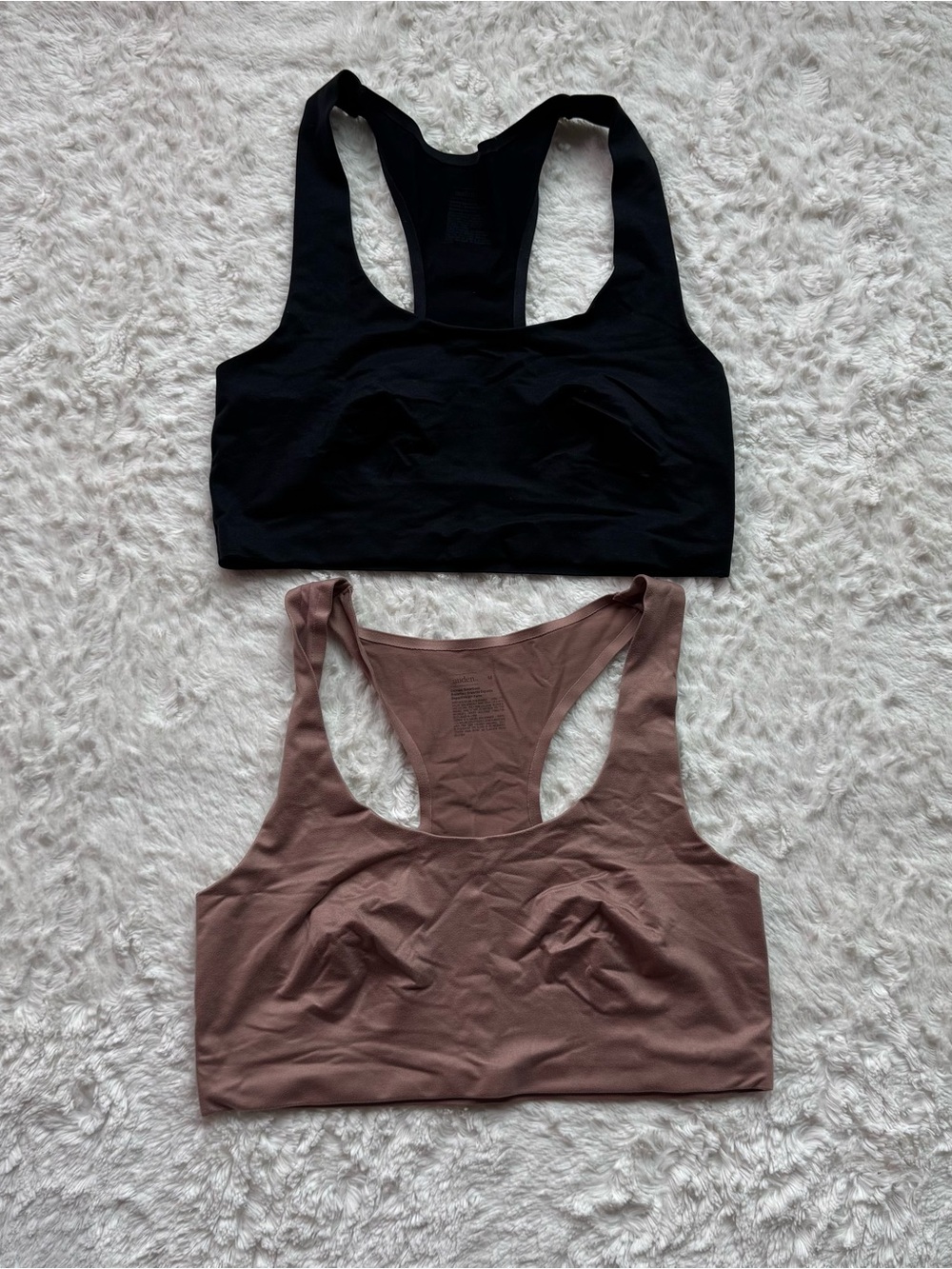 Lot of 2 Auden Unlined Racerback Bra Bralettes Size M Black Mauve Soft